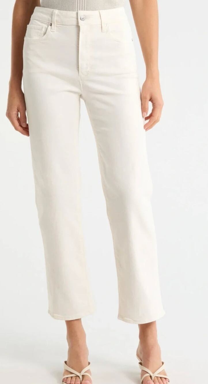 PAIGE Stevie High Waist Ankle Jeans 24 0 NWT Straight Leg Cream Cloud Ecru